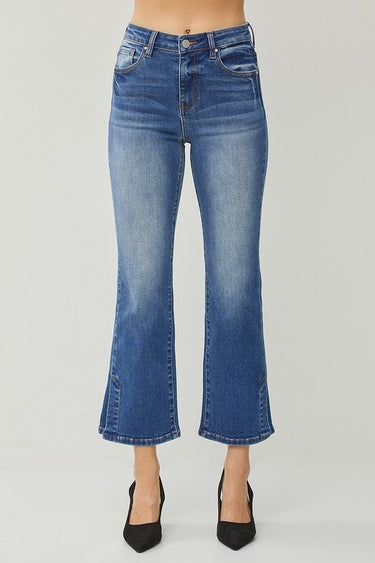 Risen Jeans - High Rise Cropped Bootcut Jeans with Side Slit Detail (27" Inseam) - RDP5618-SaltTree