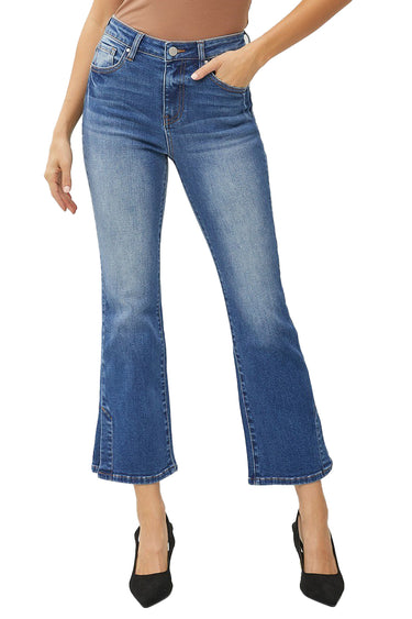 Risen Jeans - High Rise Cropped Bootcut Jeans with Side Slit Detail (27" Inseam) - RDP5618-SaltTree