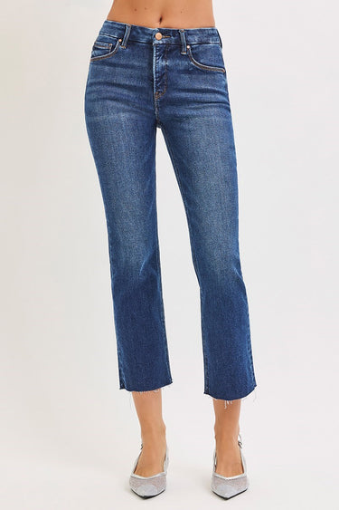 Risen Jeans - High Rise Tummy Control Crop Straight Jeans (26.5" Inseam) - RDP5903-SaltTree