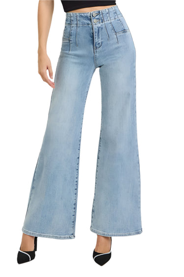 Risen Jeans - High Rise Wide Leg Jeans with Front and Back Darted Waist Details (32" Inseam) - PW21126-SaltTree