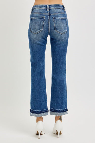 Risen Jeans - Mid-Rise Ankle Straight Cuffed Jeans with Released Shadow Hem (27.25" Cuffed Inseam) - RDP5311-SaltTree