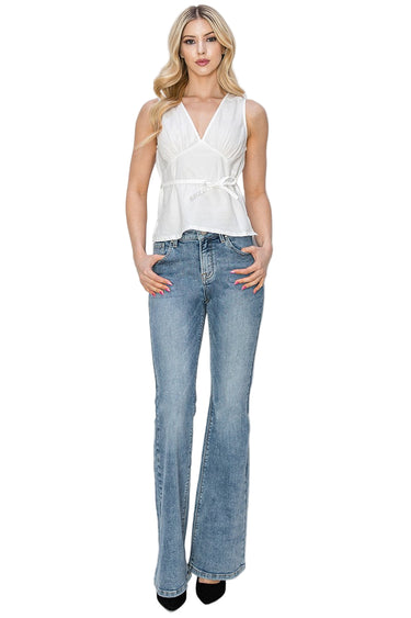 Risen Jeans - Mid-Rise Basic Flare Leg Jeans (33" Inseam) - RDP5740-SaltTree
