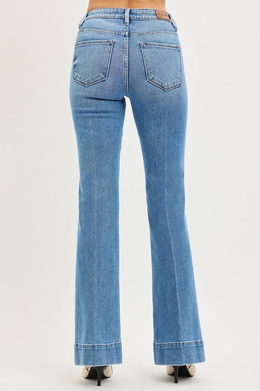 Risen Jeans - Mid-Rise Tummy Control 4-Way Stretch Flare Jeans (33" Inseam) - PF21652-SaltTree