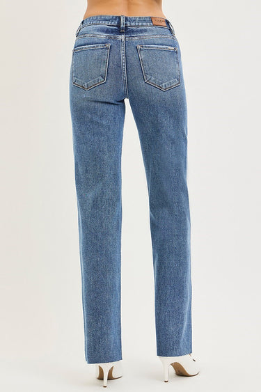 Risen Jeans - Mid-Rise Tummy Control 4-Way Stretch Straight Leg Jeans (32.5" Inseam) - PS21654-SaltTree
