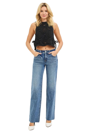 Risen Jeans - Mid-Rise Tummy Control 4-Way Stretch Straight Leg Jeans (32.5" Inseam) - PS21654-SaltTree