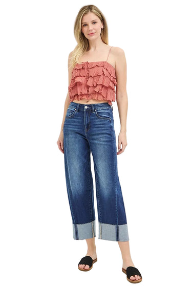 Risen Jeans - Slouchy Crop Barrel Cuffed Jeans (25.5" / 29.5" Inseam) - PGC21750-SaltTree