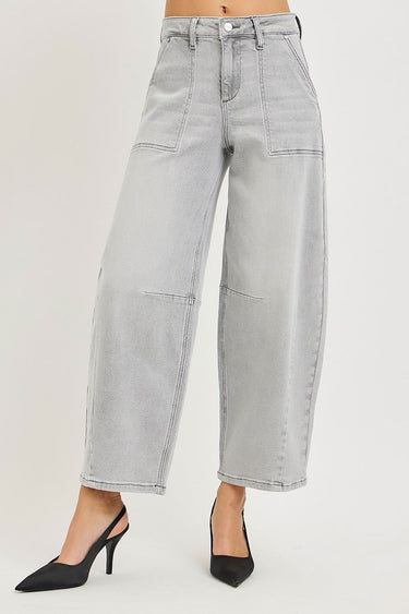 Risen Jeans - Slouchy Cropped Barrel Jeans (26.5" Inseam) - PGC21716-SaltTree