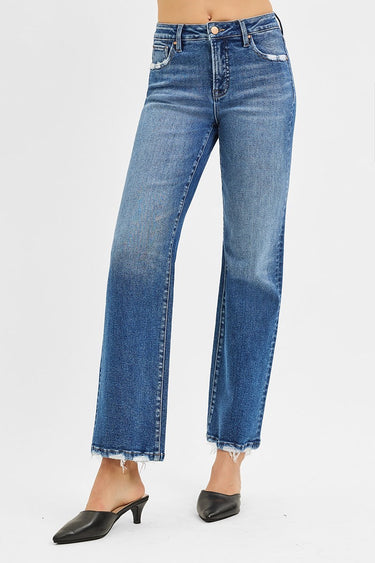 Risen Jeans - Tummy Control High Rise Ankle Straight Jeans (30" Inseam) - PSA21417-SaltTree