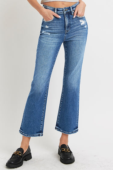 Risen Jeans - Tummy Control High Rise Crop Bootcut Jeans (27" Inseam) - RDP5937-SaltTree