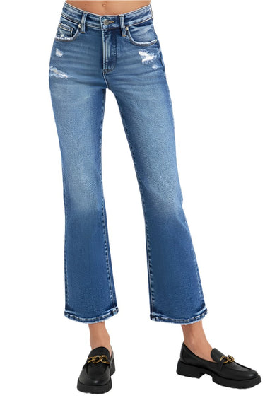 Risen Jeans - Tummy Control High Rise Crop Bootcut Jeans (27" Inseam) - RDP5937-SaltTree