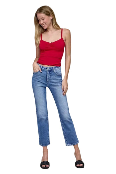 Risen Jeans - Tummy Control High Rise Crop Straight Jeans (27.5" Inseam) - PSC21045-SaltTree