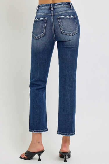 Risen Jeans - Tummy Control High Rise Crop Straight Jeans (27.5" Inseam) - RDP5922-SaltTree