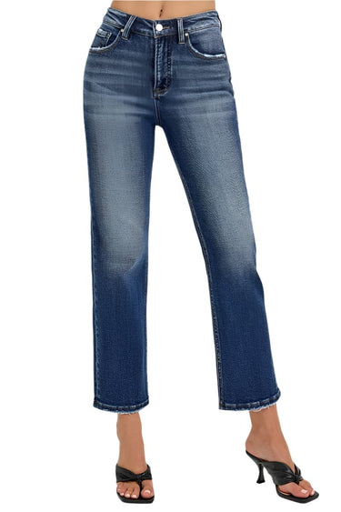 Risen Jeans - Tummy Control High Rise Crop Straight Jeans (27.5" Inseam) - RDP5922-SaltTree