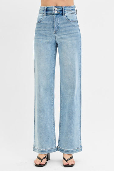 Risen Jeans - Tummy Control High Rise Wide Double Waist Jeans (32.5" Inseam) - RDP5919