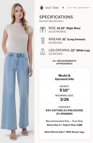 Flying Monkey - High Rise Cut Seam Wide Jeans (31" Inseam) - F6411