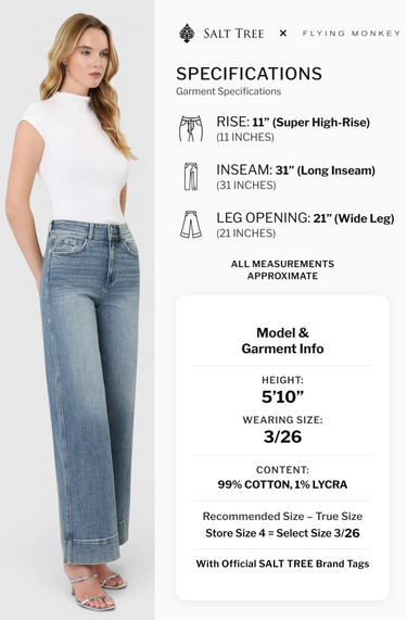 Flying Monkey - High Rise Half Yoke Wide Jeans (31" Inseam) - F9095