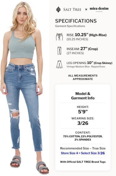 Mica Denim - Custoza High Rise Crop Skinny Jeans (27" Inseam) - MDP-S135