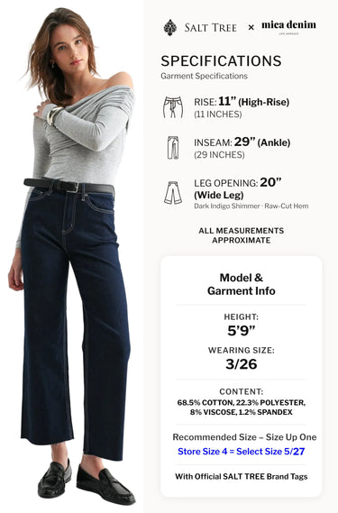 Mica Denim - High-Rise Wide-Leg Ankle Jeans in Glitter Fabric (29" Inseam) - MDP-W3707