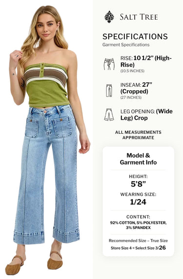 Risen Jeans - High Rise Crop Wide Leg Front Pintuck (27" Inseam) - PWC21009