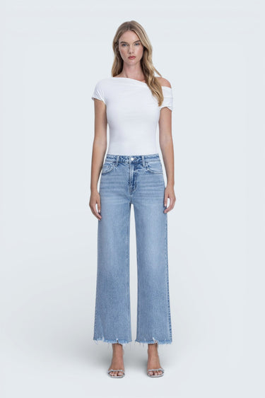 Vervet - Mid Rise Wide Leg Frayed Hem Jeans (28" Inseam) - T7279-SaltTree