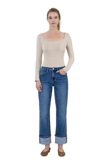 Vervet - High Rise Ankle Straight Jeans with 4" Single Cuff (28" Inseam) - LV1608-SaltTree