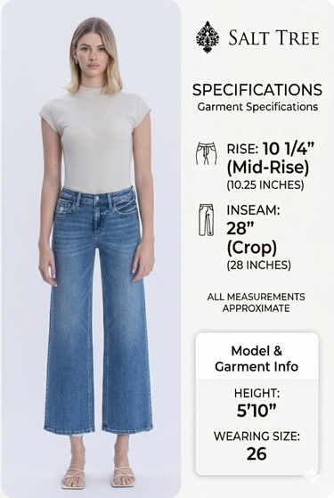 Vervet - High-Rise Ankle Wide Leg Jeans in Blue Soul (28" Inseam) - LV2061-SaltTree