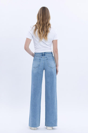 Vervet - High Rise Clean Cut Raw Hem Wide Jeans (32" Inseam) - T6900-SaltTree