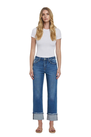 Vervet - High-Rise Cuffed Straight Jeans (27" Inseam) - T6600-SaltTree