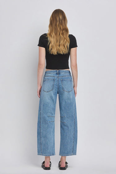 Vervet - High-Rise Dart Structured Fit Barrel Leg Jeans (27" Inseam) - T6514 - Final Sale-SaltTree