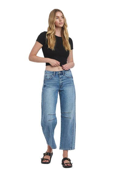 Vervet - High-Rise Dart Structured Fit Barrel Leg Jeans (27" Inseam) - T6514 - Final Sale-SaltTree