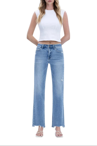 Vervet - High Rise Distressed Hem Slim Wide Jeans (30" Inseam) - LV1998-SaltTree