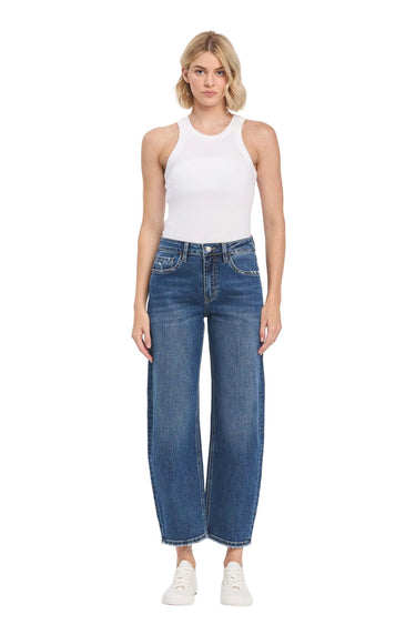Vervet - High-Rise Medium Dark Wash Ankle Barrel Jeans (28" Inseam) - LV1440-SaltTree