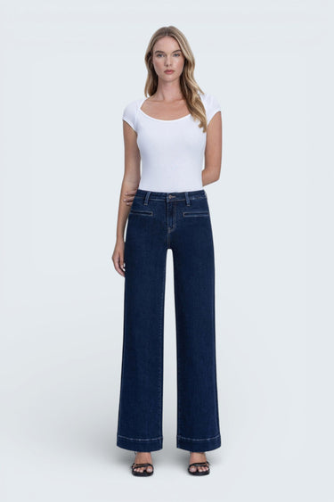 Vervet - High Rise Wide Leg Front Welt Pocket Trouser Jeans (32" Inseam) - T7206-SaltTree