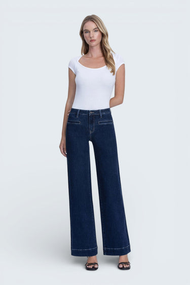 Vervet - High Rise Wide Leg Front Welt Pocket Trouser Jeans (32" Inseam) - T7206-SaltTree