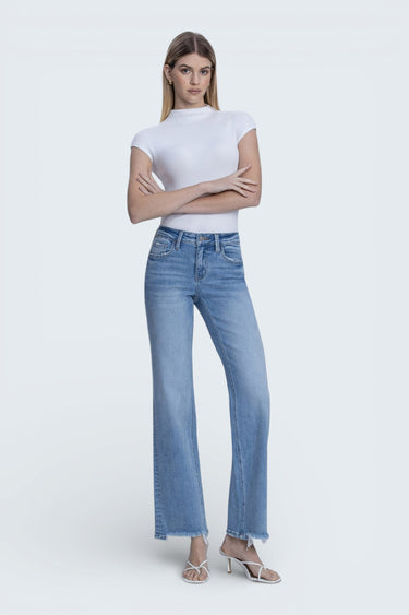 Vervet - Mid Rise Slim Wide Distressed Hem Jeans (32" Inseam) - LV2150-SaltTree