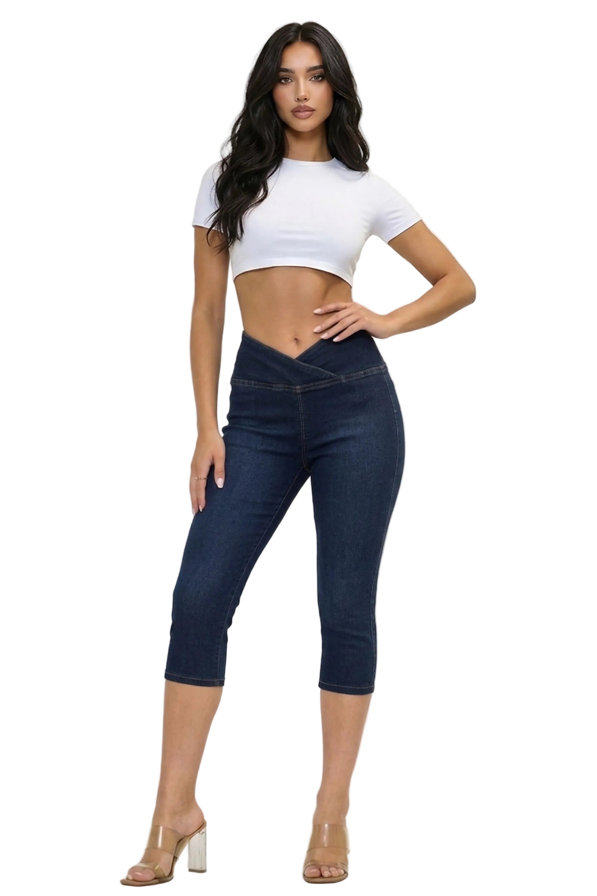 Vibrant M.i.U - V-Cut Waist Capri Shorts (18