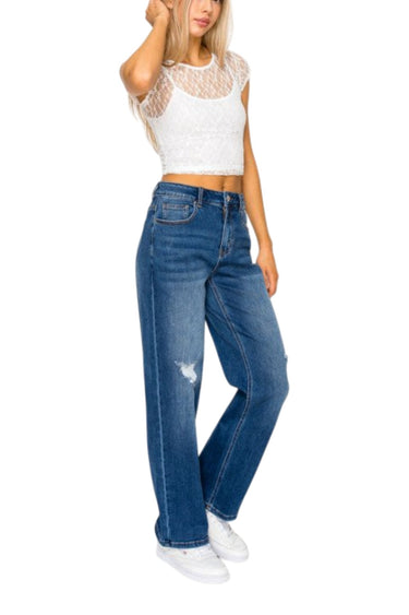 Wax Jean - 90s Vintage High Rise Ripped Straight Jeans (30" Inseam) - 90381-SaltTree