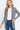 SaltTree model wearing a heather grey Active Basic open front cardigan with rib banded trim and front pockets.