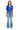 SaltTree American Bazi royal blue pinstripe cropped baseball jersey with rhinestone LA patch and side tie detail