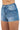 SaltTree American Bazi high-waisted medium blue denim shorts featuring scattered rhinestone embellishments
