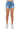SaltTree American Bazi medium blue wash denim mini shorts with rhinestone embellishments and button waist closure