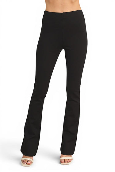 SaltTree ANWND black high-waisted ponte flare pants with a fitted silhouette and stretch knit fabric