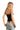 SaltTree ANWND black ribbed bodysuit with adjustable straps worn by a blonde model with denim jeans