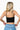 SaltTree ANWND black ribbed crop cami with adjustable straps seen from the back on a blonde model