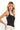 SaltTree ANWND black ribbed halter neck bodysuit with side cut detail worn by a blonde model