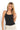 SaltTree ANWND black ribbed halter neck bodysuit with racerback and side cut detail worn by a blonde model