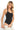 SaltTree ANWND black ribbed halter neck bodysuit with side cut detail worn by a blonde model