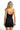 SaltTree ANWND black ribbed mini dress with camisole straps viewed from the back on a blonde model