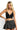 SaltTree ANWND black seamless V-neck cami top with center-front trim worn by a blonde model