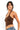 SaltTree model wearing a brown ANWND cropped halter neck hanky top with a fitted silhouette and sleeveless design